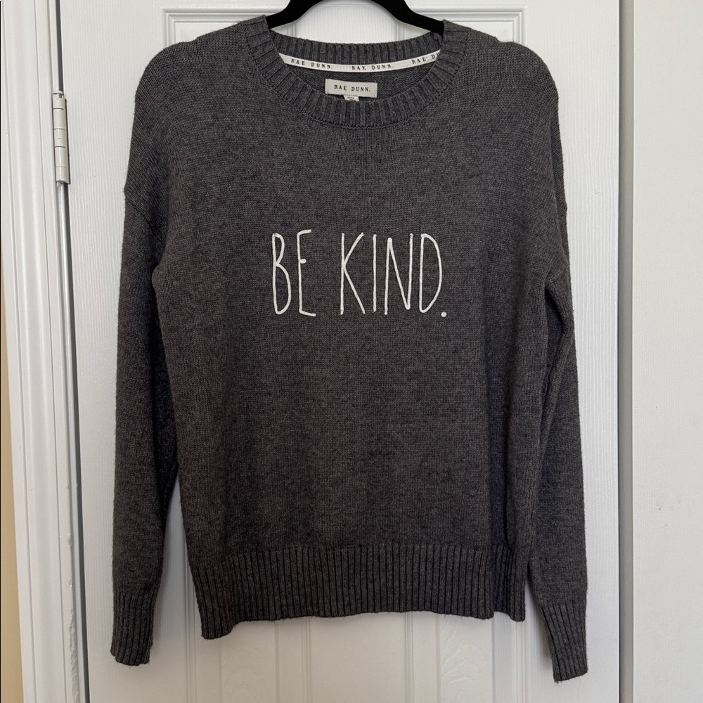 Rae Dunn Gray 'Be Kind' Crew Neck Sweater